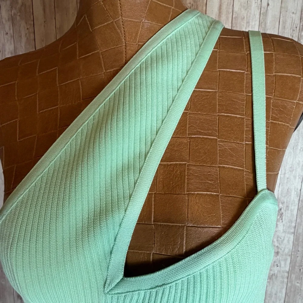 NWT Bebe One-Shoulder Green Ash Bandage Dress - Picture 3 of 9